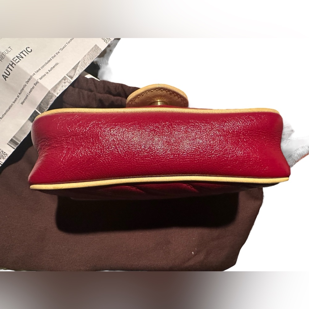 Gucci Azalea GG Marmont Diagonal Calfskin Matelasse Crossbody Mini Bag Red Blue - Picture 11 of 15